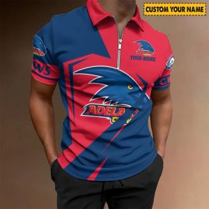 afl adelaide crows custom name special edition zipper polo shirt 2429