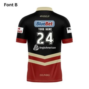 nrl dolphins custom name number 2024 alternate jersey polo shirt back